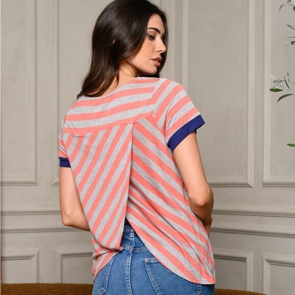 Women’s short sleeve stripe back detailed top‎ - Picture 3 of 8
